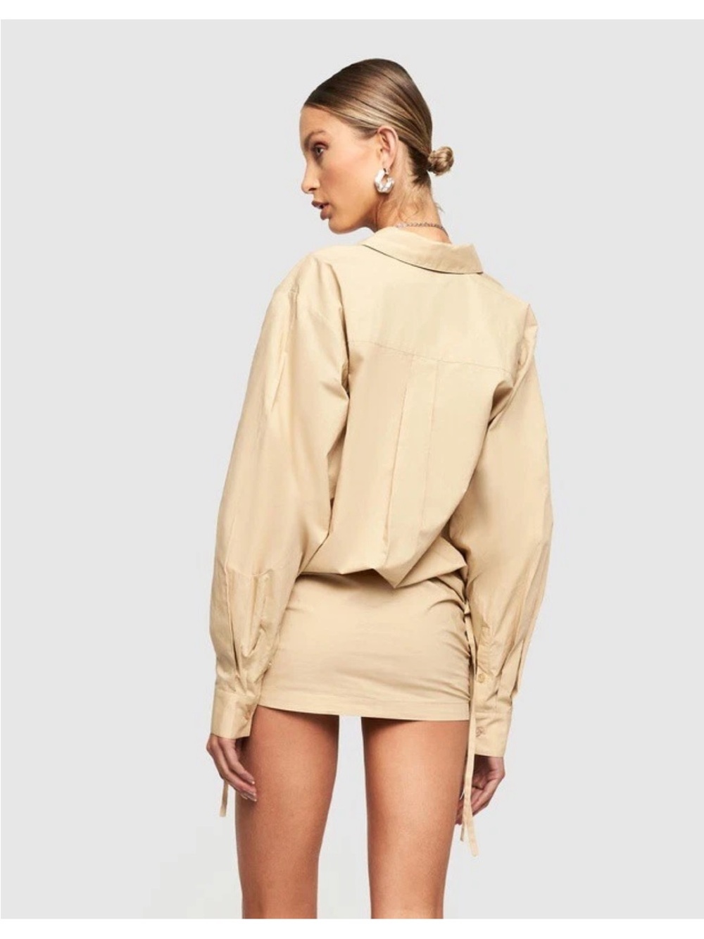 Lioness Neutral Tan Button-Accent Dress